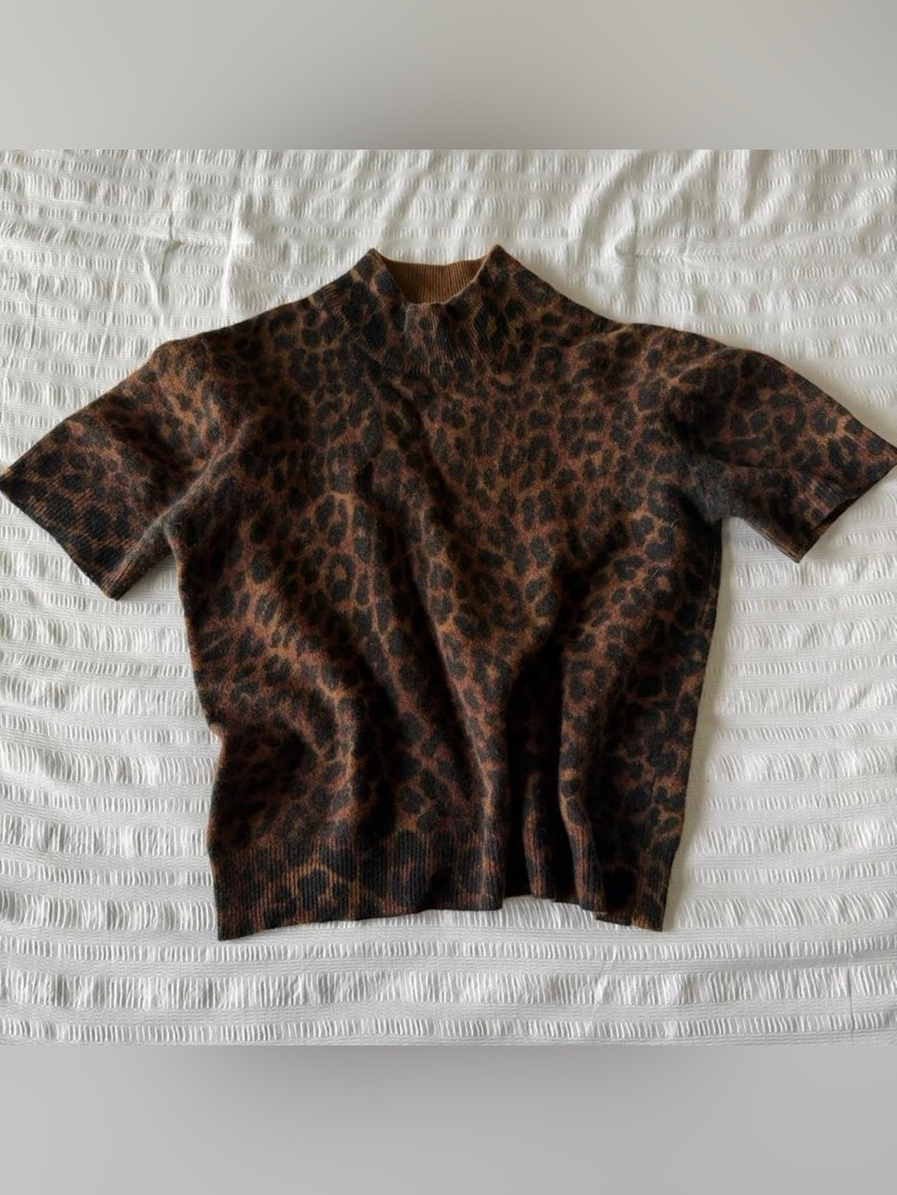Nina Leonard Brown & Black Leopard Mock Neck Sweater